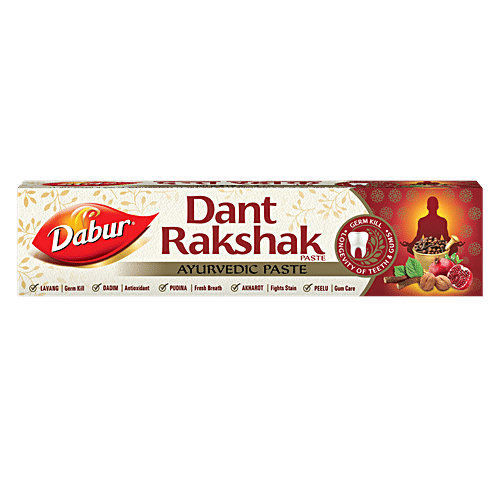 Dabur Dant Rakshak Paste - 32 Ayurvedic Herbs Kills Germs & Longevity Of Teeth & Gums, 3 x 175 g Multipack 