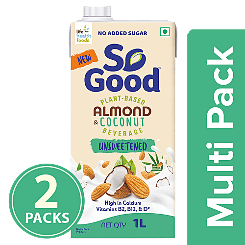 So Good Almond Coconut - Unsweetened Milk, 1 L Multipack 