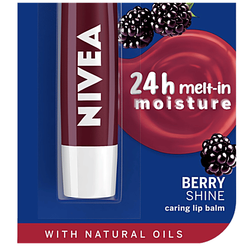 Nivea Lip Balms: Cherry Shine + Blackberry Shine - Soft Lips With Subtle, Shiny Colour, Combo 2 Items 