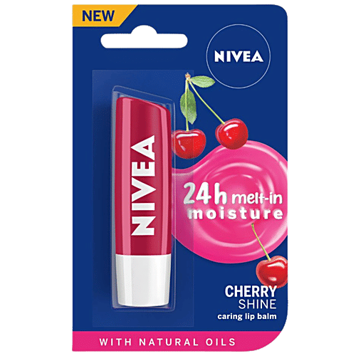 Nivea Lip Balms: Cherry Shine + Original Care - With Natural Oils for Soft Lips, Combo 2 Items 