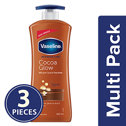 Vaseline Intensive Care Cocoa Glow Body Lotion, 3x400 ml Multipack