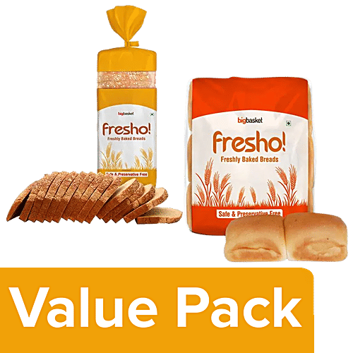 Buy fresho! Whole Wheat Bread Safe, Preservative Free 400 g + Pav 300