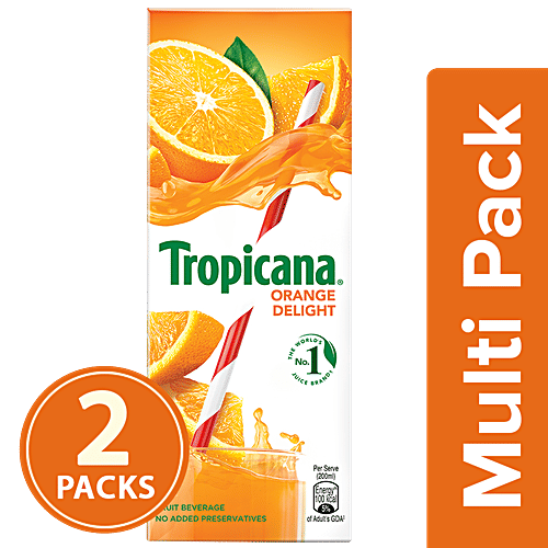 Tropicana Delight Fruit Juice - Orange, 2x200 ml Multipack 