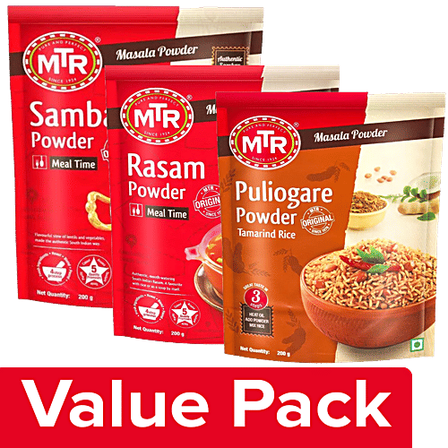 Buy MTR Sambar Powder 200 g + Rasam Powder 200 g + Puliogare Powder 200