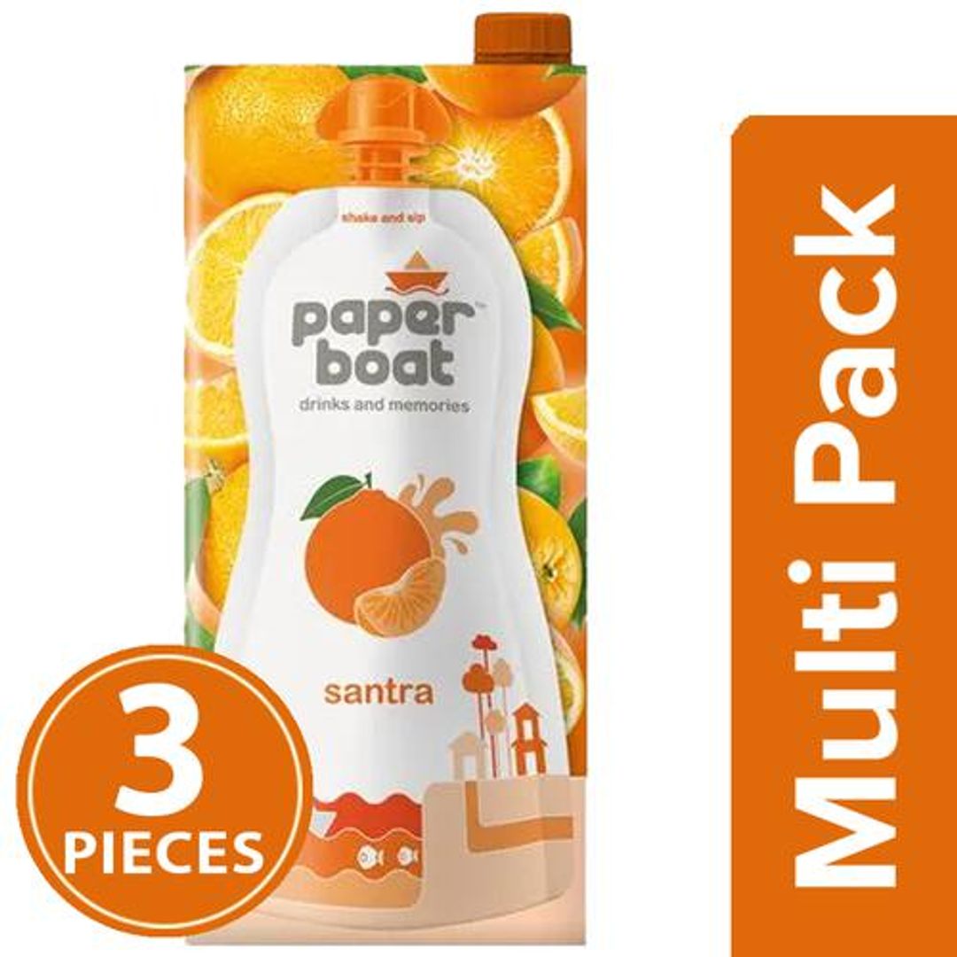 Paper Boat Fruit Juice - Orange Drink, 3 x 1 L Multipack