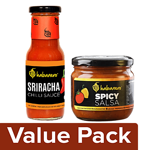 Buy Habanero Sriracha Chilli Sauce 185 g + Salsa Spicy 270 g Online at Best Price of Rs 358.2