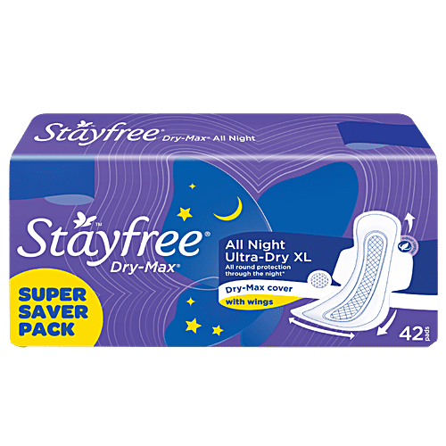 STAYFREE Dry Max All Nights - Super Saver Pack, 3x42 Pads Multipack 