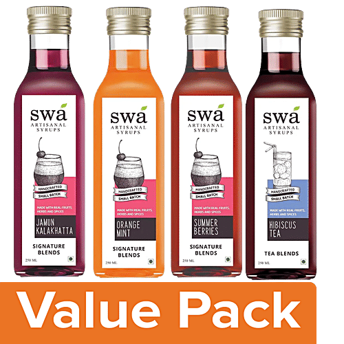 Swa Artisanal Syrups Celebrations Gift Pack - 100% Natural Mocktail & Cocktail Mixers, Combo 4 Items 