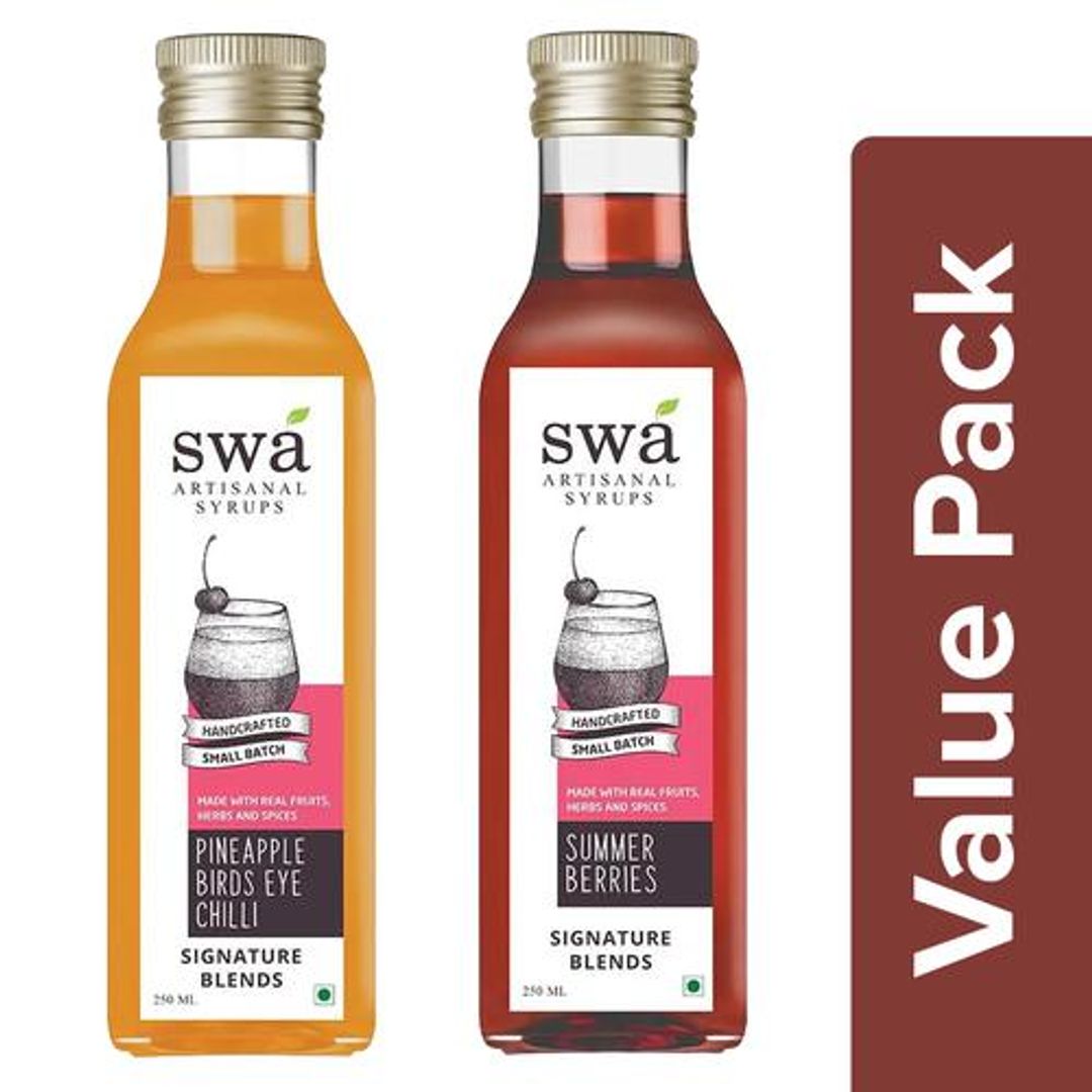 Swa Artisanal Syrups House Party Pack - 100% Natural Mocktail & Cocktail Mixers, Combo 2 Items