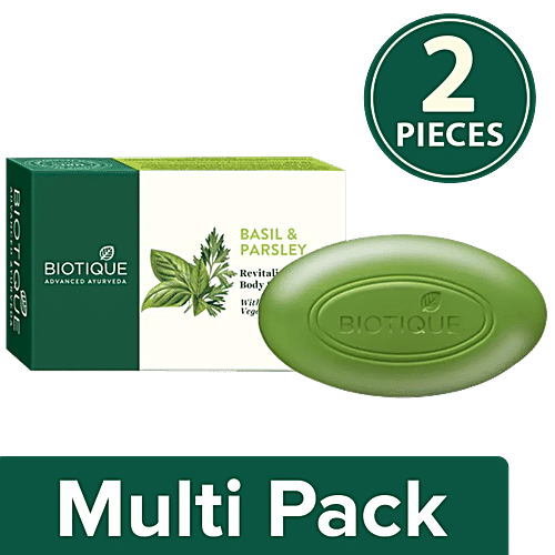 BIOTIQUE Bio Basil & Parsley Soap, 2 x 75 g Multipack 