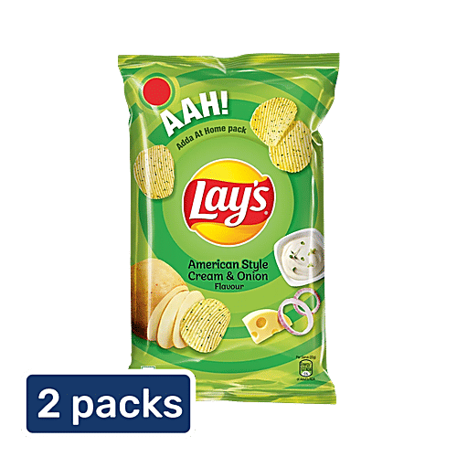 Lay's Potato Chips - American Style Cream & Onion Flavour, 2x90 g Multipack 