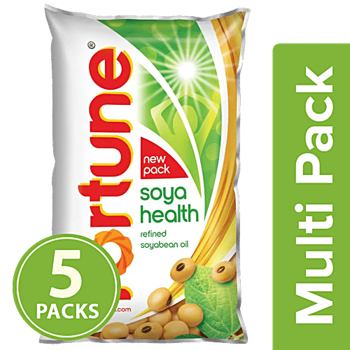 Fortune Soya Health Refined Soyabean Oil, 5x870 g (Multipack) 