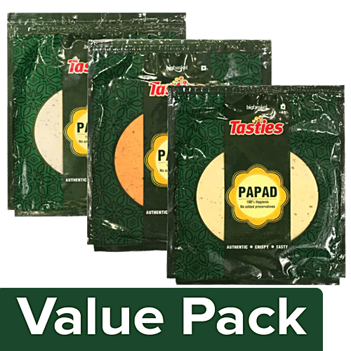 Tasties Handmade Papad- Urad Punjabi Masala 200 g+Chana Masala 200 g+Moong Special 200 g, Combo 3 Items 