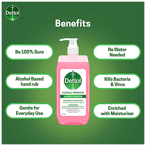 Dettol Antiseptic - Disinfectant Liquid 1 L + Clinical Strength Hand Sanitizer 500 ml, Combo 2 Items 