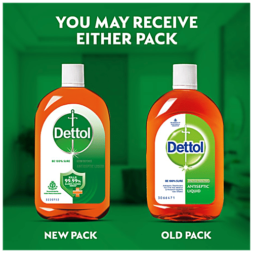 Dettol Antiseptic - Disinfectant Liquid 1 L + Clinical Strength Hand Sanitizer 500 ml, Combo 2 Items 