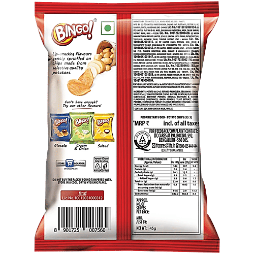 Bingo Potato Chips - Tomato, 3x52 g Multipack 