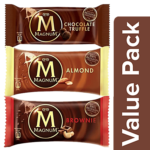 kwality walls Truffle Ice Cream 80 ml + Almond Ice Cream 80 ml + Brownie Ice Cream 80 ml, Combo 3 Items 