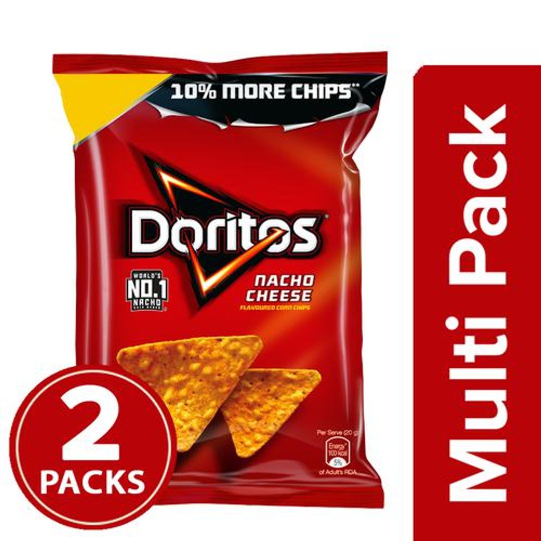 Doritos Nacho Cheese Crunchy Chips, Snacks, Party Pack, 2x153 g Multipack