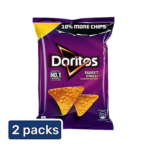 Doritos Nacho Chips Sweet Chilli Flavour - Crunchy Crispy Chips & Snacks, Party Bag, 2x142 g Multipack