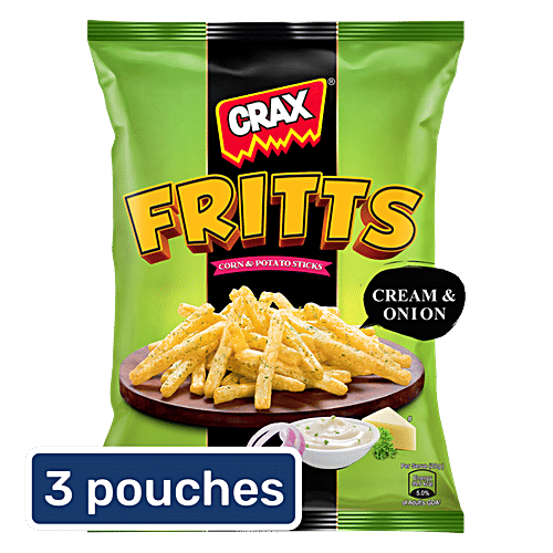 Crax Fritts Cream & Onion Corn & Potato Sticks, 3x57 g (Multipack) 