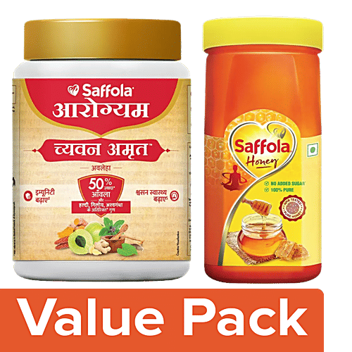 Saffola Pure Honey 500 g + Arogyam ChyawanAmrut Awaleha 500 g, Combo 2 Items 