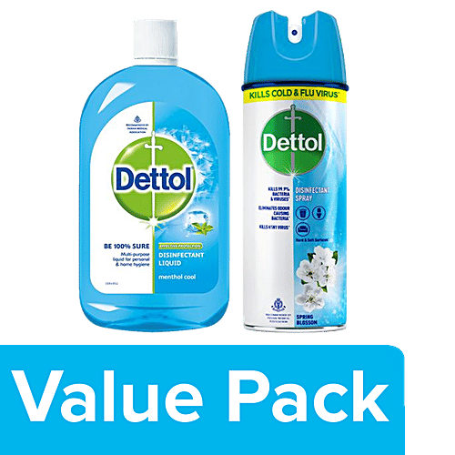 Buy Dettol Liquid DisinfectantMenthol Cool 500ml + Disinfectant SpraySpring Blossom 225ml
