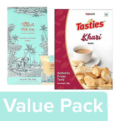 Buy Tasties Khari Maska, 200 g + TGL Co.Kadak Masala Chai Tea Bag, 64