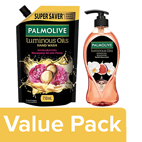 Palmolive Body Wash Fig Oil & White Orchid Extracts + Invigorating Handwash Refill (750ml), Combo 2 Items 