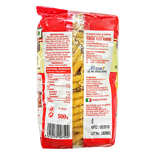 BORGES Olive Oil - Extra Light 2 L Bottle + Durum Wheat Pasta Penne Rigate 500 g Pouch, Combo 2 Items 