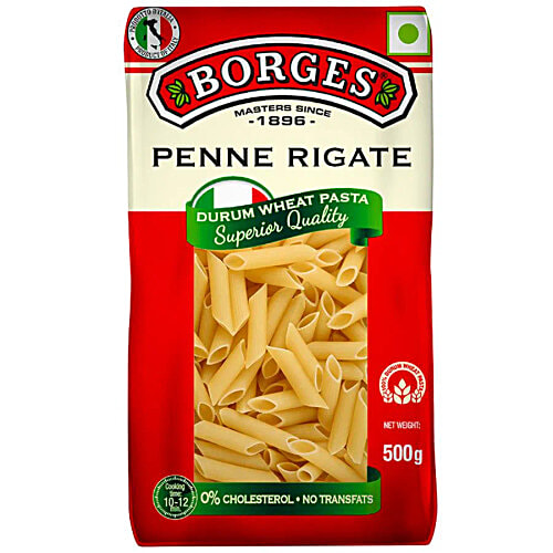 BORGES Extra Virgin Olive Oil 1L Pet Bottle + Durum Wheat Pasta Penne Rigate 500g Pouch, Combo 2 Items 