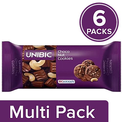 Unibic Choco Nut Cookies, 6x75 g Multipack 