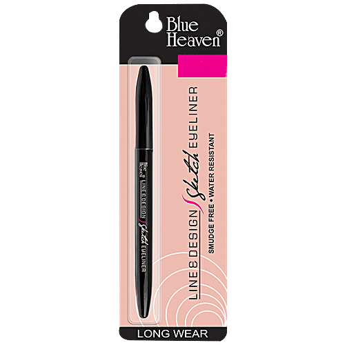 Blue heaven Cosmetics Sketch Eye Liner 1 ml + 2X Intense Kajal Black Shock 0.31 g, Combo 2 Items 