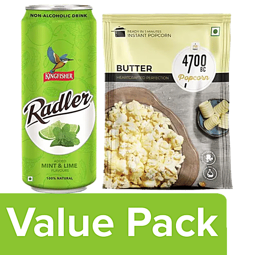 bb Combo 4700BC Instant Popcorn - Butter 90 g + Radler - Mint Lime 300 ml Can, Combo 2 Items 