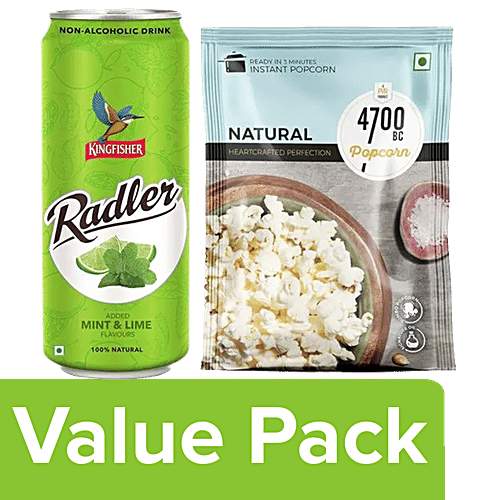 bb Combo 4700BC Instant Popcorn - Natural 90 g + Radler - Mint Lime 300 ml Can, Combo 2 Items 