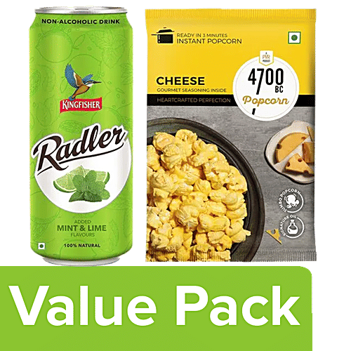 bb Combo 4700BC Instant Popcorn - Cheese 60 g + Radler - Mint Lime 300 ml Can, Combo 2 Items 