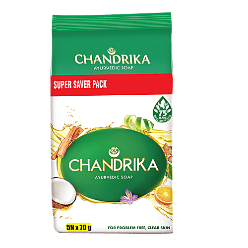 Chandrika  Bathing Soap - Ayurvedic (Pack of 5), 2x70 g Multipack 