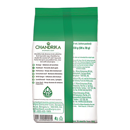 Chandrika  Bathing Soap - Ayurvedic (Pack of 5), 2x70 g Multipack 