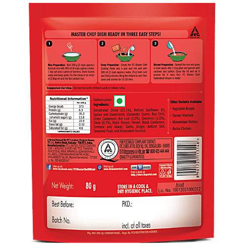 ITC Master Chef Hyderabadi Biryani & Butter Chicken Ready to Eat Masala Paste, 80 g, Combo 2 Items 