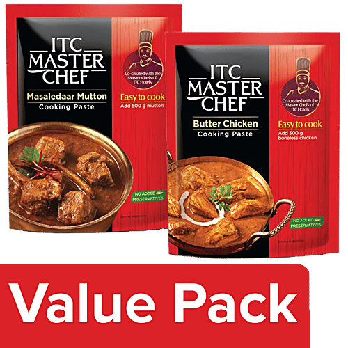 ITC Master Chef Butter Chicken & Masaledaar Mutton Ready to Eat Cooking Masala Paste, 80 g, Combo 2 Items 