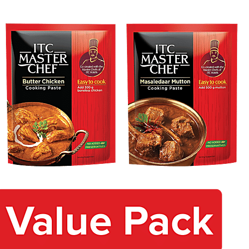 ITC Master Chef Butter Chicken & Masaledaar Mutton Ready to Eat Cooking Masala Paste, 80 g, Combo 2 Items 