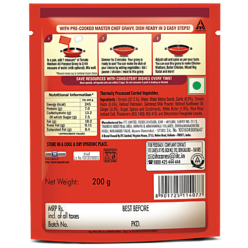 ITC Master Chef Tomato Makhani & Korma Masala Ready to Eat All Purpose Gravy, 200 g, Combo 2 Items 