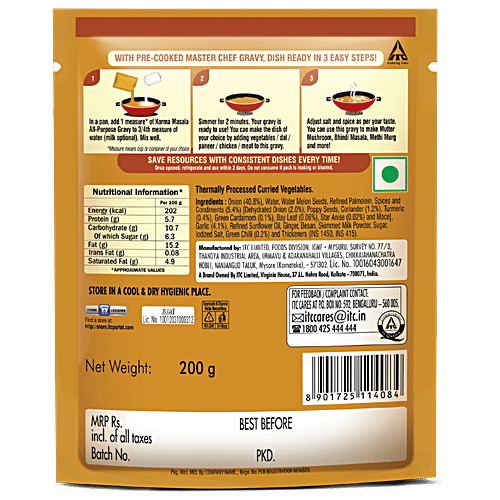 ITC Master Chef Tomato Makhani & Korma Masala Ready to Eat All Purpose Gravy, 200 g, Combo 2 Items 
