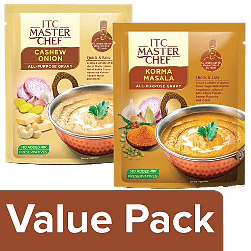 ITC Master Chef Korma Masala & Cashew Onion Ready to Eat All Purpose Gravy, 200 g, Combo 2 Items 