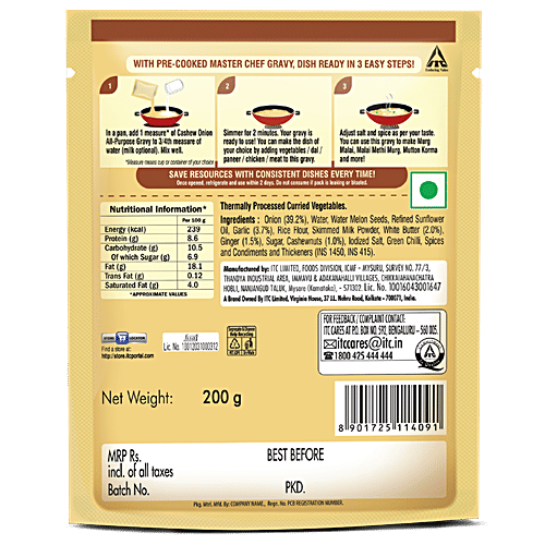 ITC Master Chef Tomato Makhani & Cashew Onion Ready to Eat All Purpose Gravy, 200 g, Combo 2 Items 