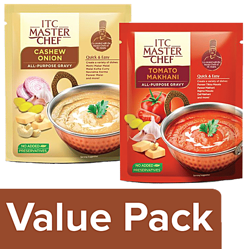 ITC Master Chef Tomato Makhani & Cashew Onion Ready to Eat All Purpose Gravy, 200 g, Combo 2 Items 