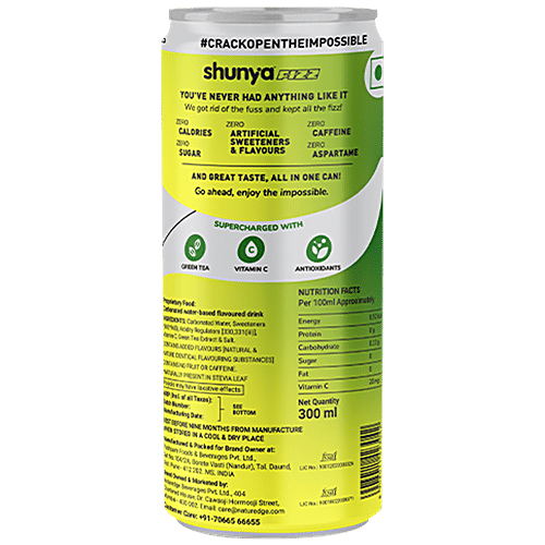 Buy Shunya Fizz Lime & Lemon GuiltFree Soft Drink With Zero Sugar