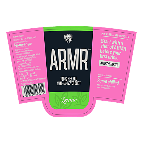 ARMR 100% Anti Hangover Drink - Lemon (Pack of 3), 6x180 ml Multipack 