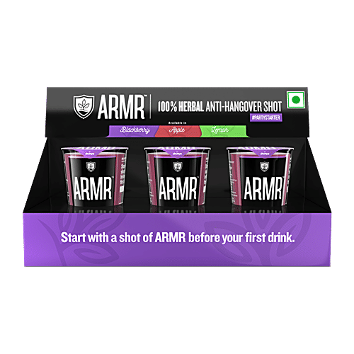 ARMR 100% Anti Hangover Drink - Blackberry (Pack of 3), 6x180 ml Multipack 