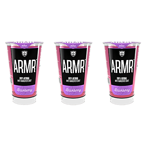 ARMR 100% Anti Hangover Drink - Blackberry (Pack of 3), 6x180 ml Multipack 