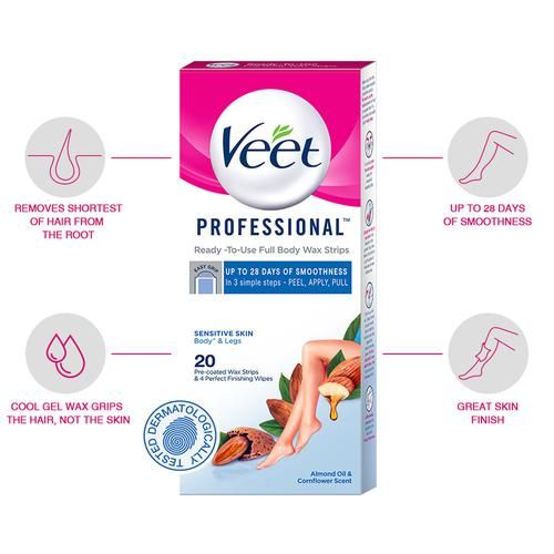 Buy Veet Professional Wax Strips for Sensitive Skin (Full Body) Online at  Best Price of Rs 518 - bigbasket
